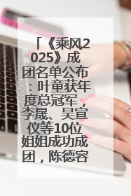 《乘风2025》成团名单公布：叶童获年度总冠军，李晟、吴宣仪等10位姐姐成功成团，陈德容获年度高光人物