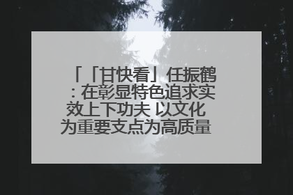 「甘快看」任振鹤：在彰显特色追求实效上下功夫 以文化为重要支点为高质量发展增添动能