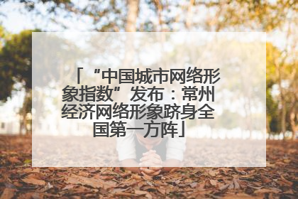 “中国城市网络形象指数”发布：常州经济网络形象跻身全国第一方阵