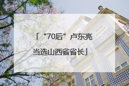 “70后”卢东亮当选山西省省长