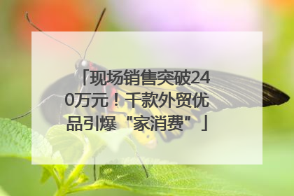 现场销售突破240万元！千款外贸优品引爆“家消费”