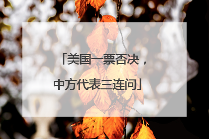 美国一票否决，中方代表三连问