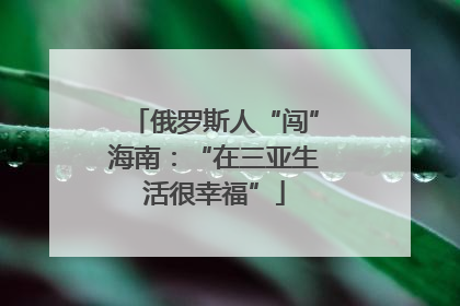 俄罗斯人“闯”海南：“在三亚生活很幸福”