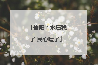 信阳：水压稳了 民心暖了
