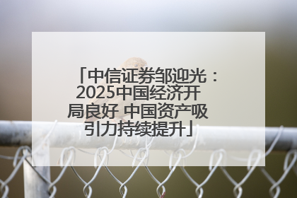中信证券邹迎光：2025中国经济开局良好 中国资产吸引力持续提升