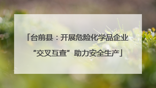 台前县：开展危险化学品企业“交叉互查”助力安全生产