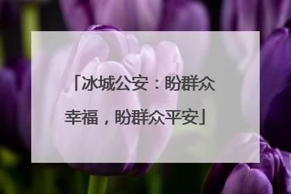 冰城公安：盼群众幸福，盼群众平安