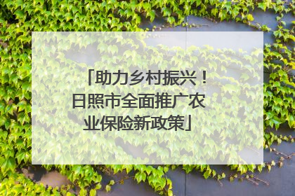 助力乡村振兴！日照市全面推广农业保险新政策