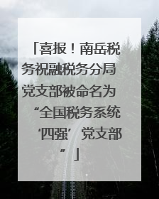 喜报！南岳税务祝融税务分局党支部被命名为“全国税务系统‘四强’党支部”