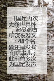 国足再次无缘世界杯，演员潘粤明深夜发文：48个名额还是没我们啥事儿；此前曾多次为国足发声
