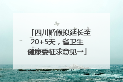 四川婚假拟延长至20+5天,省卫生健康委征求意见→