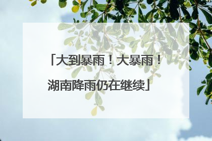 大到暴雨！大暴雨！湖南降雨仍在继续