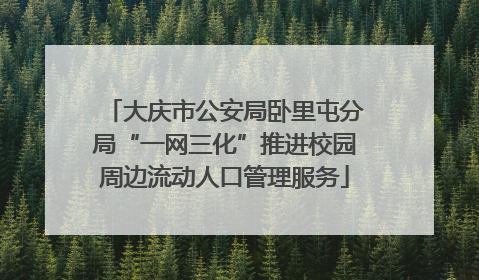 大庆市公安局卧里屯分局“一网三化”推进校园周边流动人口管理服务