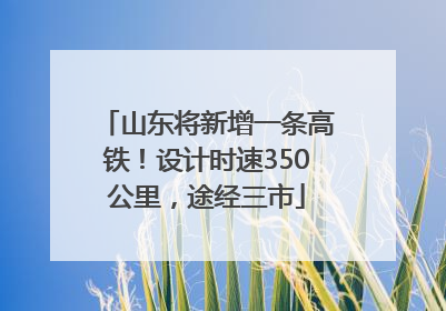 山东将新增一条高铁！设计时速350公里，途经三市