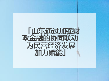 山东通过加强财政金融的协同联动 为民营经济发展加力赋能
