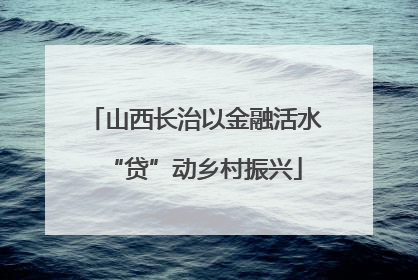 山西长治以金融活水“贷”动乡村振兴