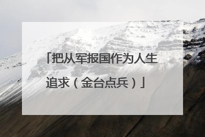 把从军报国作为人生追求（金台点兵）
