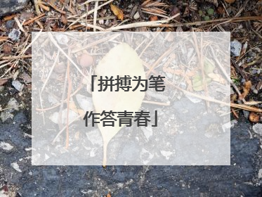 拼搏为笔 作答青春