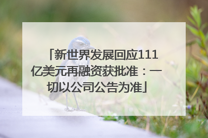 新世界发展回应111亿美元再融资获批准：一切以公司公告为准