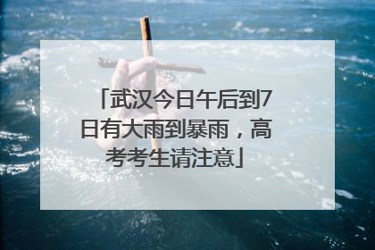 武汉今日午后到7日有大雨到暴雨，高考考生请注意