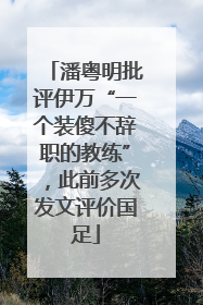潘粤明批评伊万“一个装傻不辞职的教练”，此前多次发文评价国足