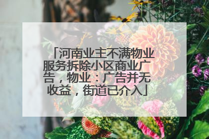 河南业主不满物业服务拆除小区商业广告，物业：广告并无收益，街道已介入