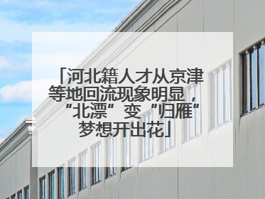 河北籍人才从京津等地回流现象明显，“北漂”变“归雁” 梦想开出花