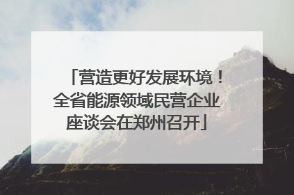 营造更好发展环境！全省能源领域民营企业座谈会在郑州召开