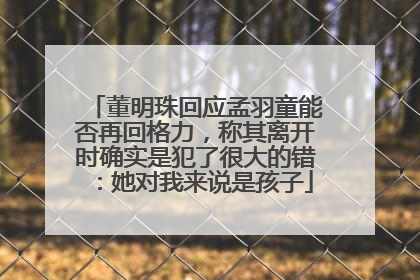 董明珠回应孟羽童能否再回格力，称其离开时确实是犯了很大的错：她对我来说是孩子