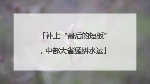 补上“最后的短板”，中部大省猛拼水运
