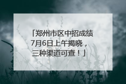 郑州市区中招成绩7月6日上午揭晓，三种渠道可查！