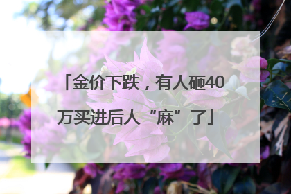 金价下跌，有人砸40万买进后人“麻”了