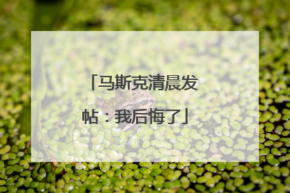 马斯克清晨发帖：我后悔了