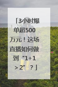 3小时爆单超500万元！这场直播如何做到“1+1＞2”？