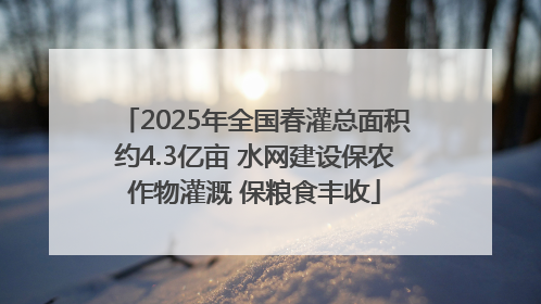2025年全国春灌总面积约4.3亿亩 水网建设保农作物灌溉 保粮食丰收