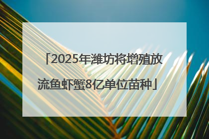 2025年潍坊将增殖放流鱼虾蟹8亿单位苗种