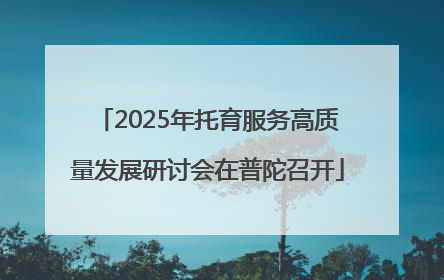 2025年托育服务高质量发展研讨会在普陀召开