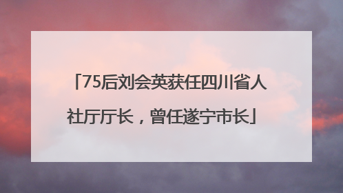 75后刘会英获任四川省人社厅厅长，曾任遂宁市长